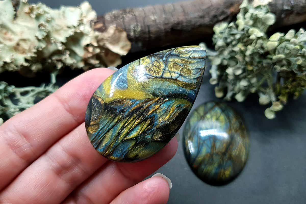 2 cabochons faux labradorite stone #2 Cabochons SweetyBijou Cabochons
