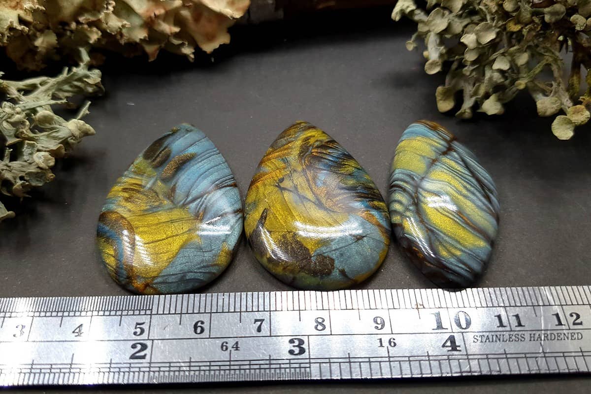 3 cabochons - Faux Labradorite Stone Cabochons SweetyBijou Cabochons