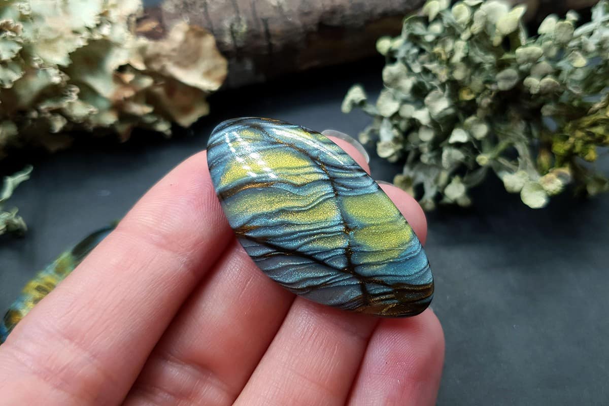 3 cabochons - Faux Labradorite Stone Cabochons SweetyBijou Cabochons