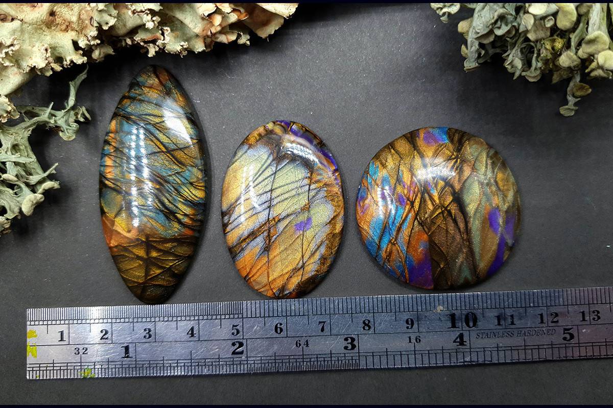 3 cabochons of Faux Labradorite Stone (#3) Cabochons SweetyBijou Cabochons