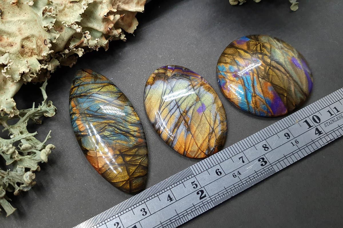 3 cabochons of Faux Labradorite Stone (#3) Cabochons SweetyBijou Cabochons