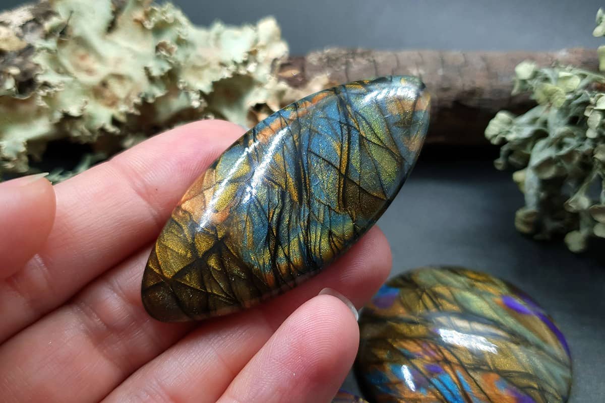 3 cabochons of Faux Labradorite Stone (#3) Cabochons SweetyBijou Cabochons