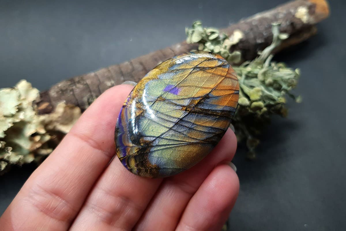 3 cabochons of Faux Labradorite Stone (#3) Cabochons SweetyBijou Cabochons