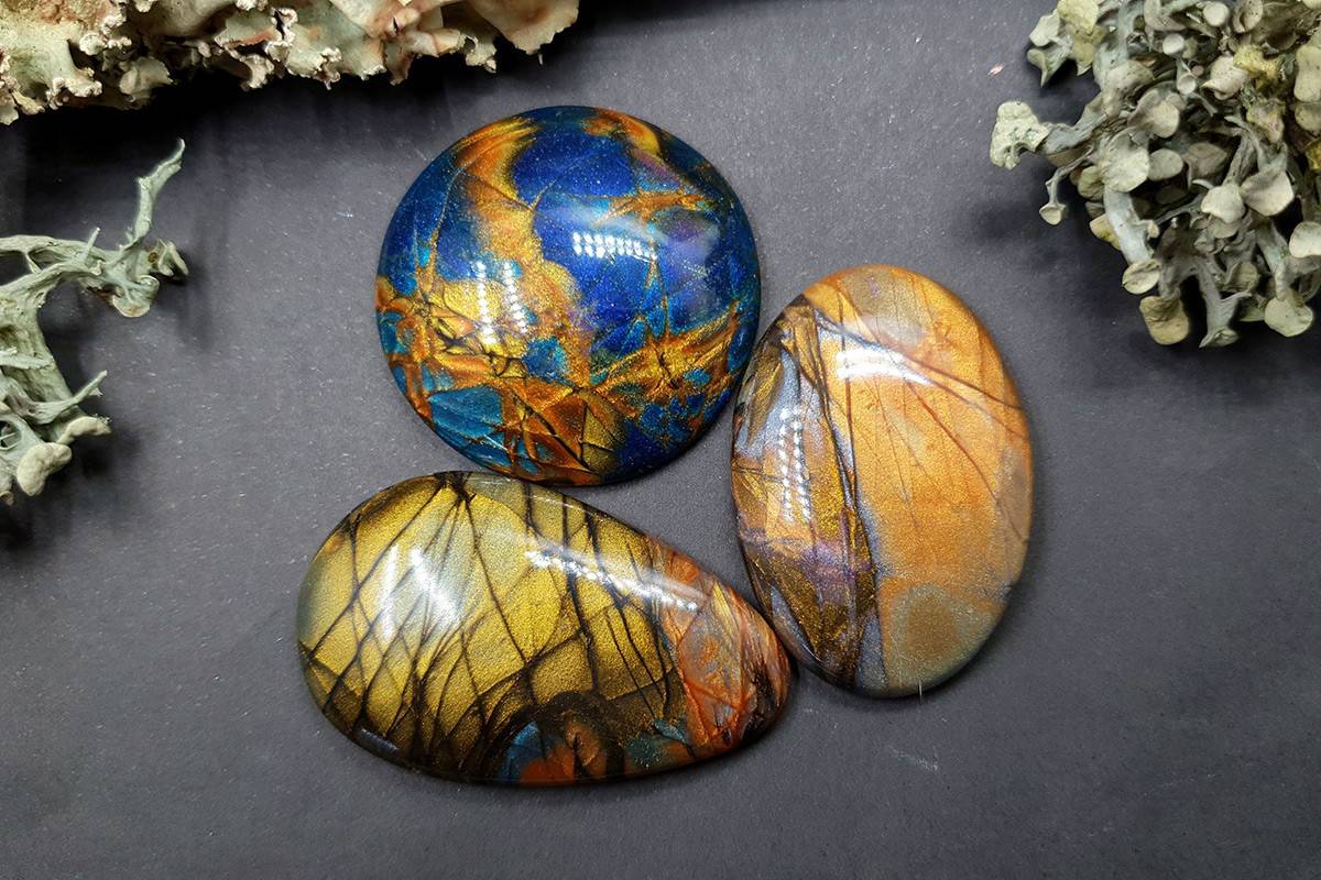 3 cabochons faux labradorite stones Cabochons SweetyBijou Cabochons Default Title