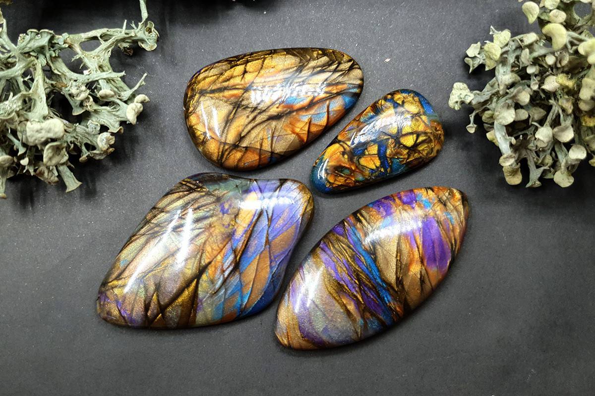 4 cabochons faux labradorite stone #2 Cabochons SweetyBijou Cabochons