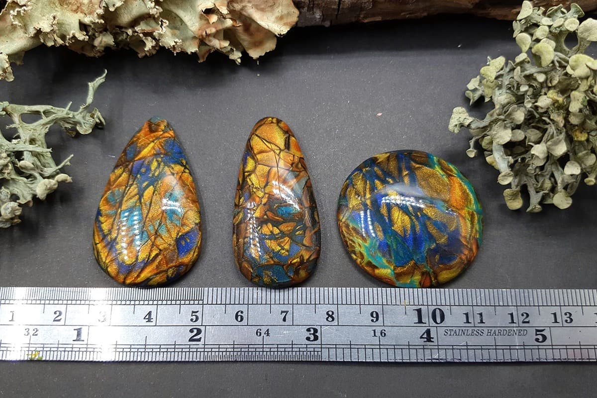 3 cabochons set Faux Labradorite Stone Cabochons SweetyBijou Cabochons