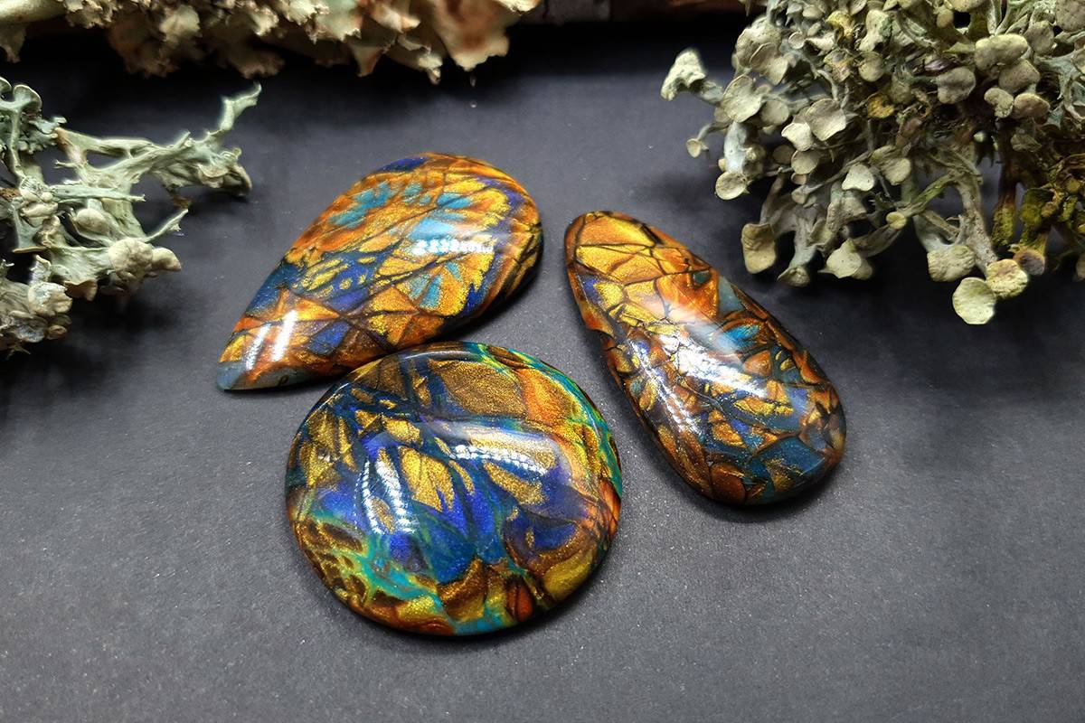 3 cabochons set Faux Labradorite Stone Cabochons SweetyBijou Cabochons Default Title