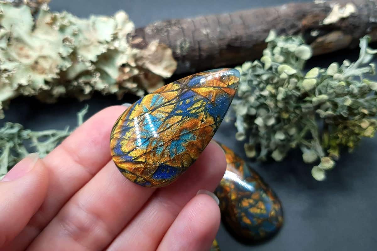 3 cabochons set Faux Labradorite Stone Cabochons SweetyBijou Cabochons