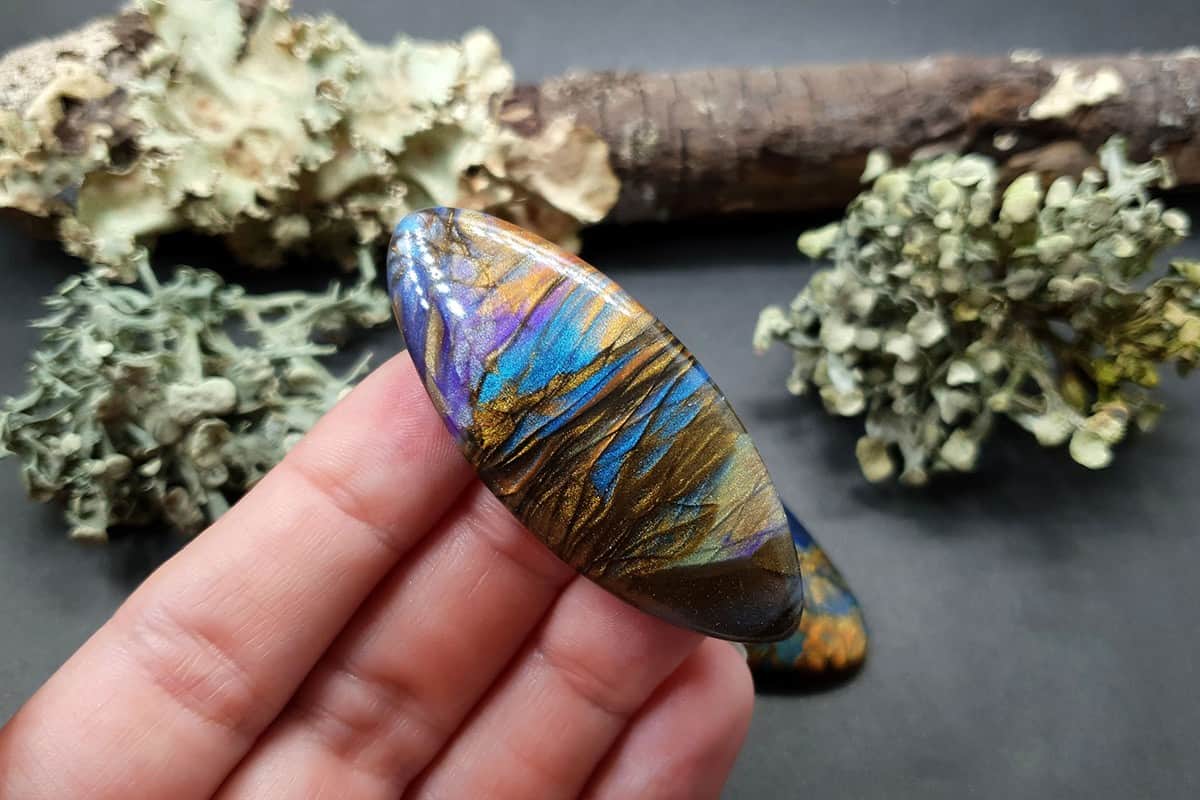 3 cabochons of Faux Labradorite Stone (#1) Cabochons SweetyBijou Cabochons