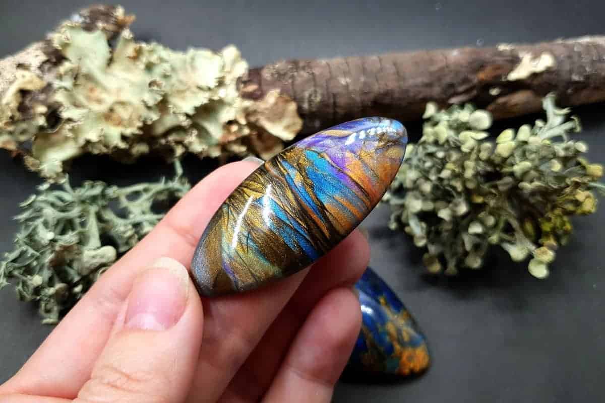 3 cabochons of Faux Labradorite Stone (#1) Cabochons SweetyBijou Cabochons