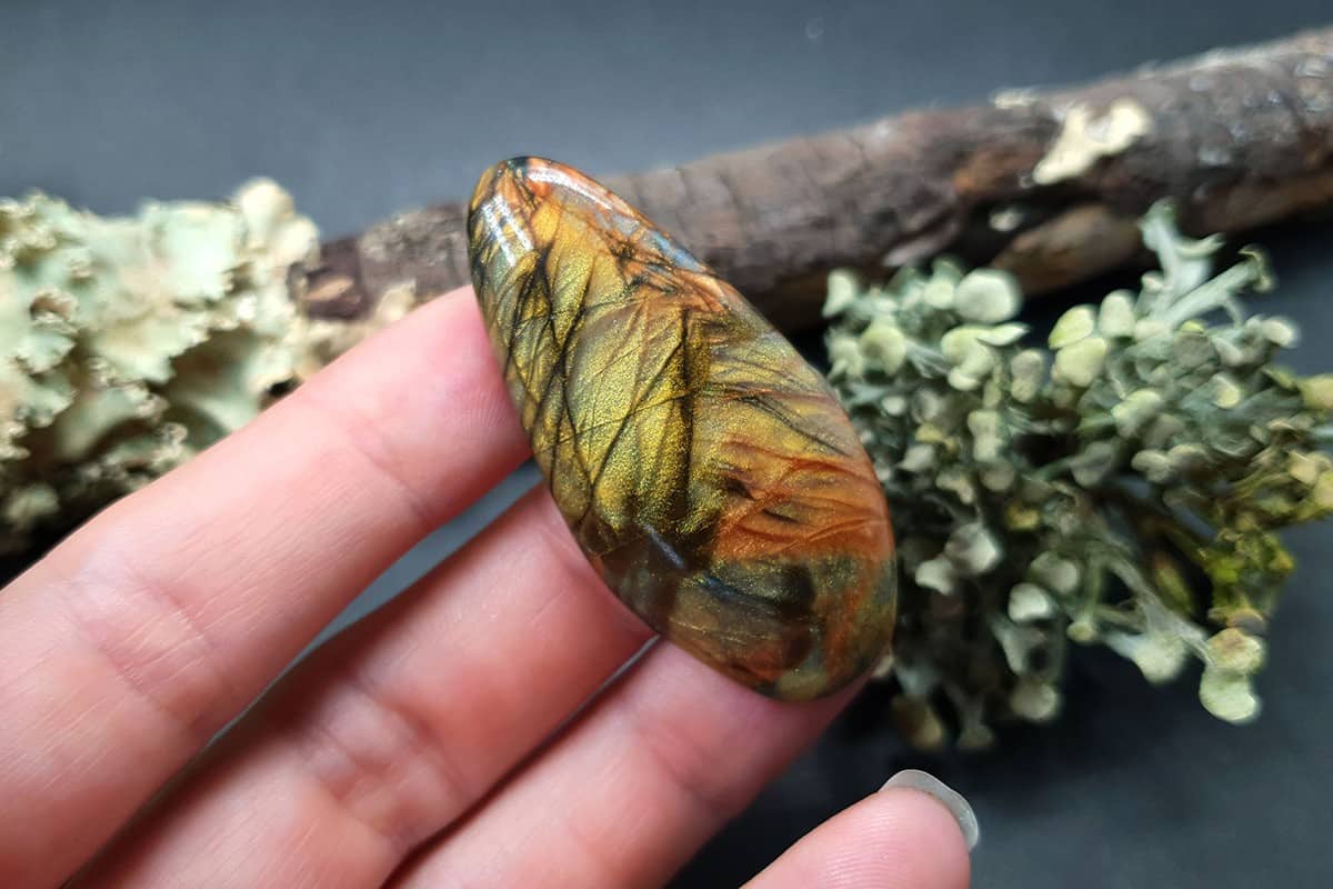 3 cabochons of Faux Labradorite Stone (#1) Cabochons SweetyBijou Cabochons