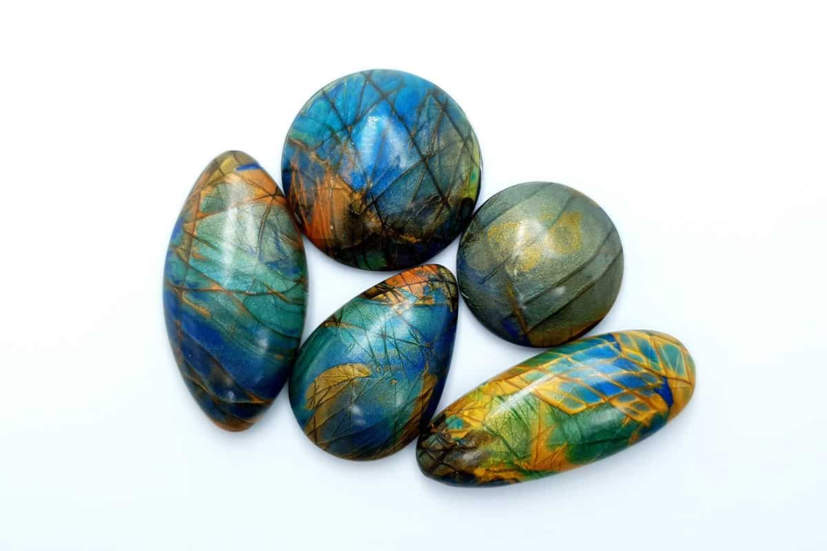5 cabochons Faux Labradorite Stone Cabochons SweetyBijou Cabochons