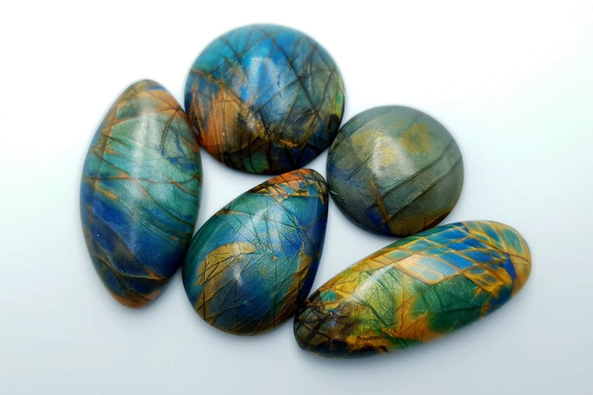 5 cabochons Faux Labradorite Stone Cabochons SweetyBijou Cabochons