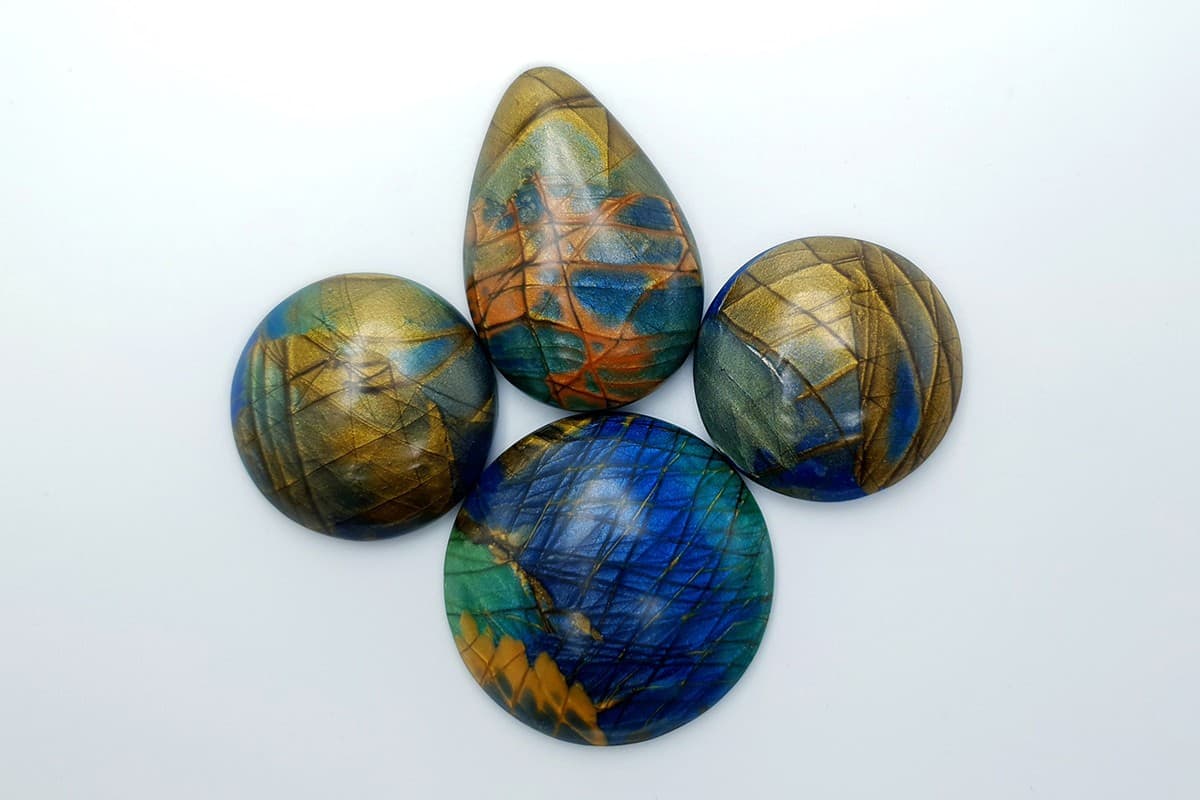 4 cabochons faux labradorite stone #1 Cabochons SweetyBijou Cabochons Default Title