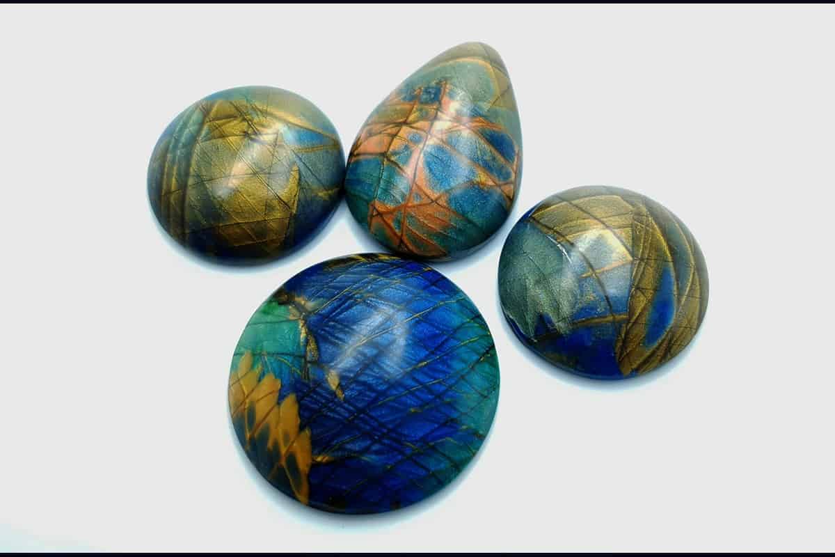 4 cabochons faux labradorite stone #1 Cabochons SweetyBijou Cabochons