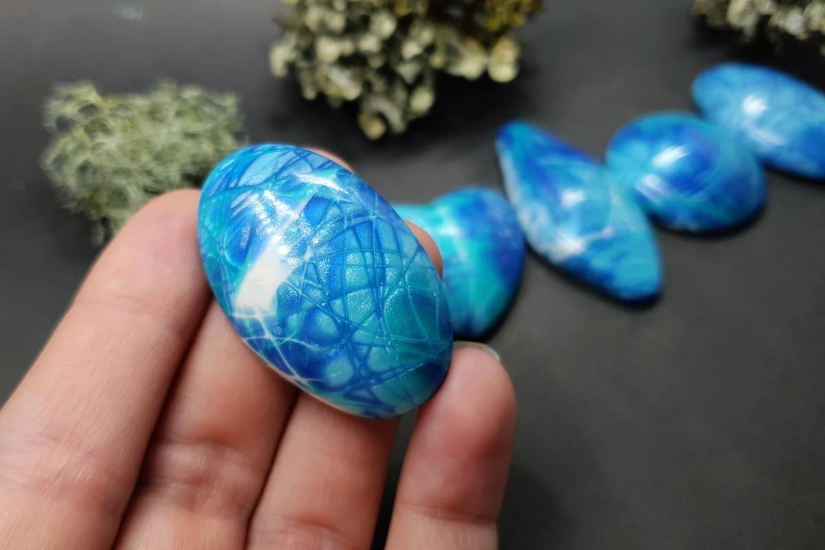 5 cabochons Faux Larimar Stone from Polymer Clay #2 Cabochons SweetyBijou Cabochons