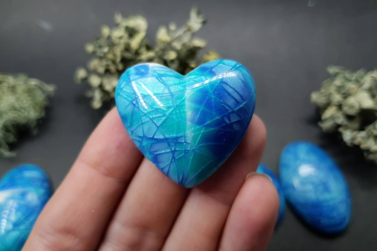 5 cabochons Faux Larimar Stone from Polymer Clay #2 Cabochons SweetyBijou Cabochons