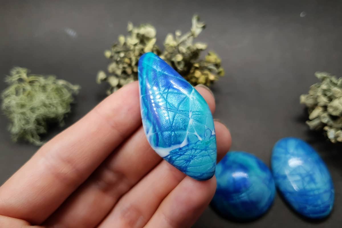5 cabochons Faux Larimar Stone from Polymer Clay #2 Cabochons SweetyBijou Cabochons