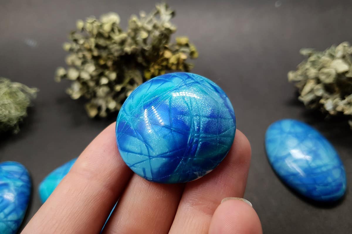 5 cabochons Faux Larimar Stone from Polymer Clay #2 Cabochons SweetyBijou Cabochons