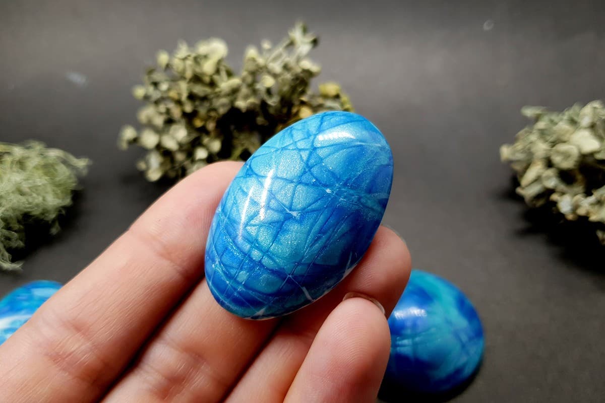 5 cabochons Faux Larimar Stone from Polymer Clay #2 Cabochons SweetyBijou Cabochons