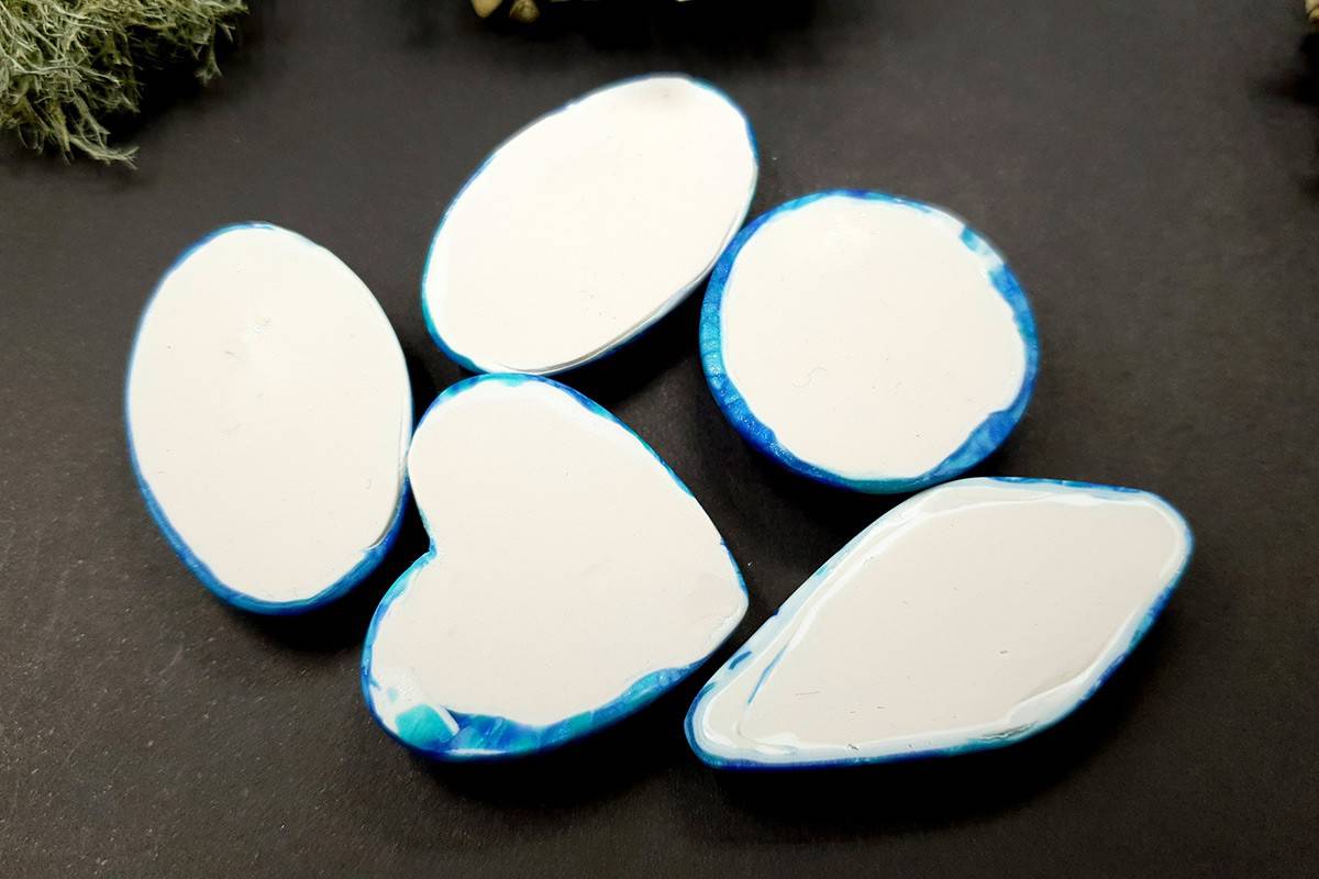 5 cabochons Faux Larimar Stone from Polymer Clay #2 Cabochons SweetyBijou Cabochons
