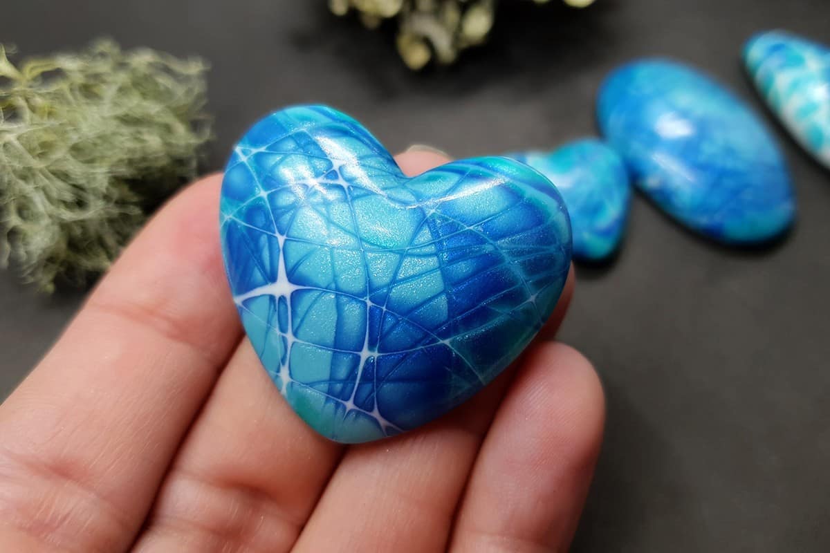 5 cabochons Faux Larimar Stone from Polymer Clay #3 Cabochons SweetyBijou Cabochons