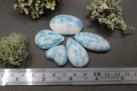 5 cabochons Faux Larimar Stone from Polymer Clay #6 Cabochons SweetyBijou Cabochons