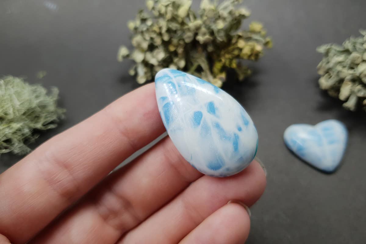 5 cabochons Faux Larimar Stone from Polymer Clay #6 Cabochons SweetyBijou Cabochons