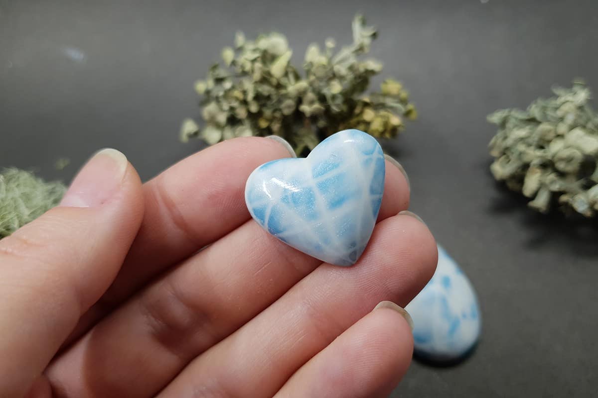 5 cabochons Faux Larimar Stone from Polymer Clay #6 Cabochons SweetyBijou Cabochons