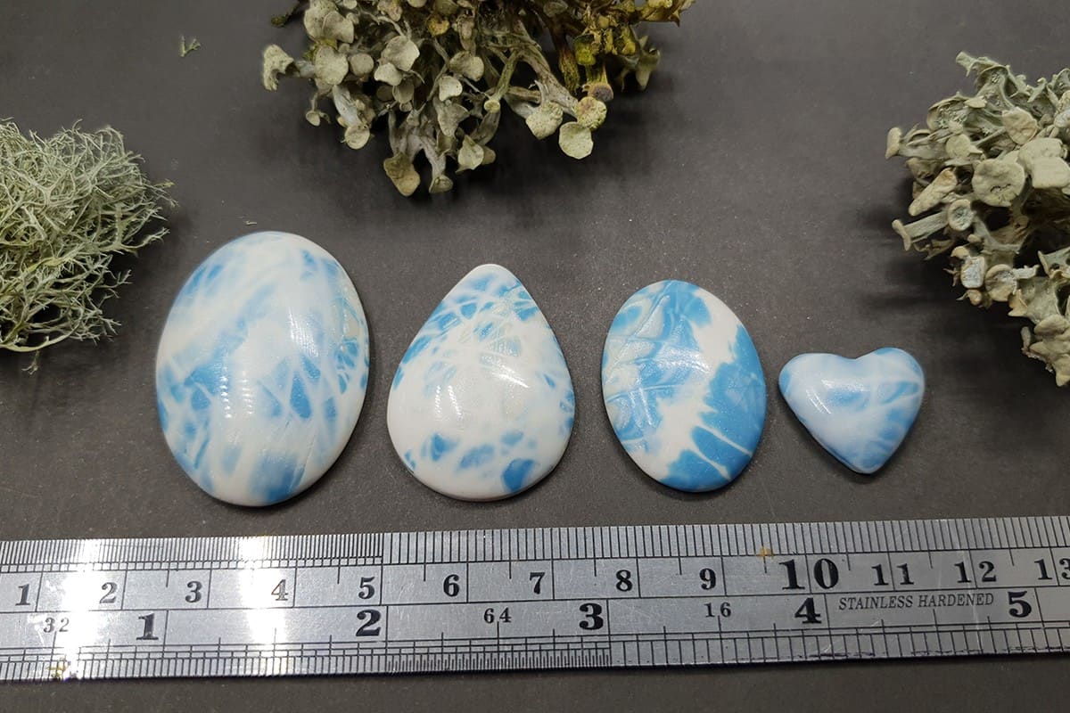 4 cabochons Faux Larimar Stone from Polymer Clay #7 Cabochons SweetyBijou Cabochons