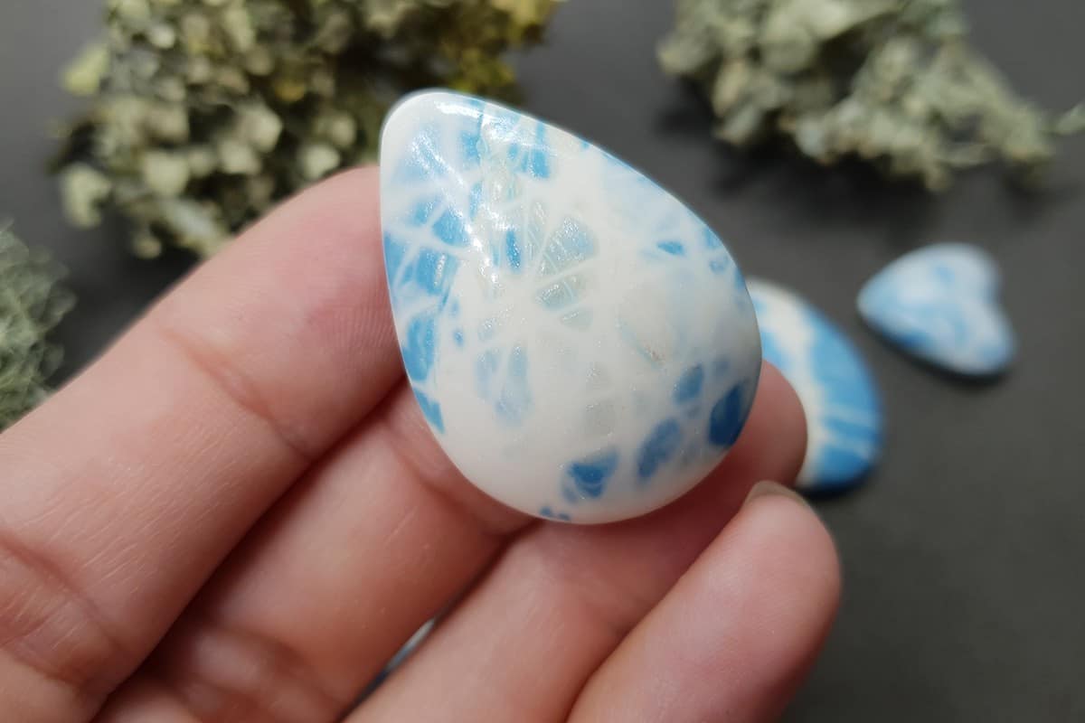 4 cabochons Faux Larimar Stone from Polymer Clay #7 Cabochons SweetyBijou Cabochons