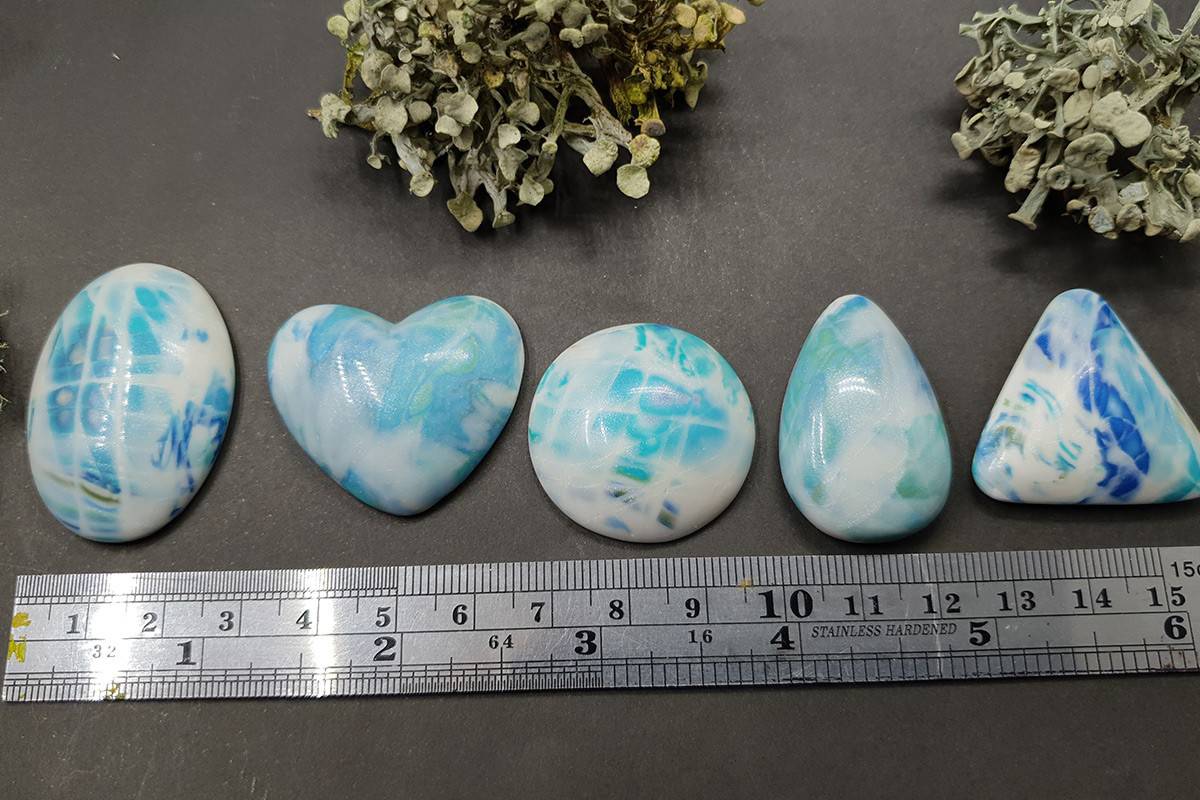 5 cabochons Faux Larimar Stone from Polymer Clay #9 Cabochons SweetyBijou Cabochons