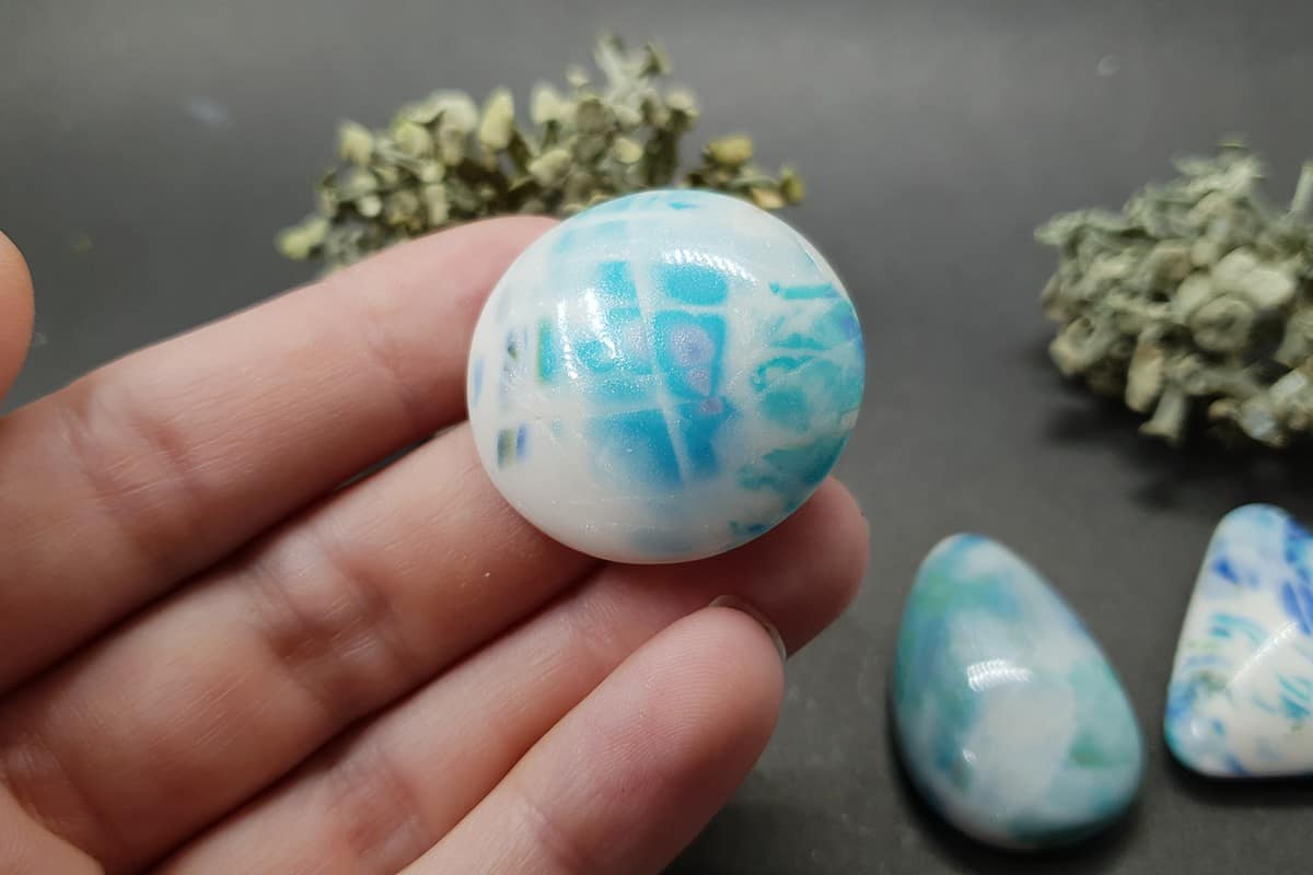 5 cabochons Faux Larimar Stone from Polymer Clay #9 Cabochons SweetyBijou Cabochons