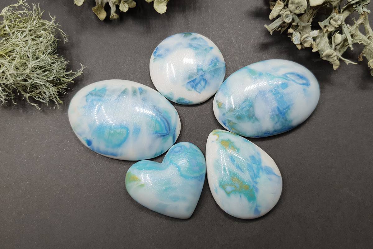 5 cabochons Faux Larimar Stone #10 Cabochons SweetyBijou Cabochons