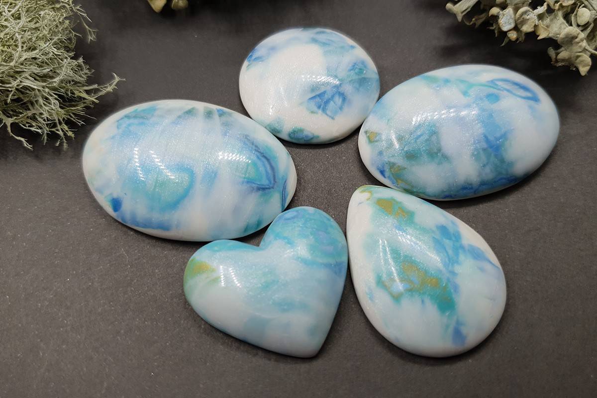 5 cabochons Faux Larimar Stone #10 Cabochons SweetyBijou Cabochons