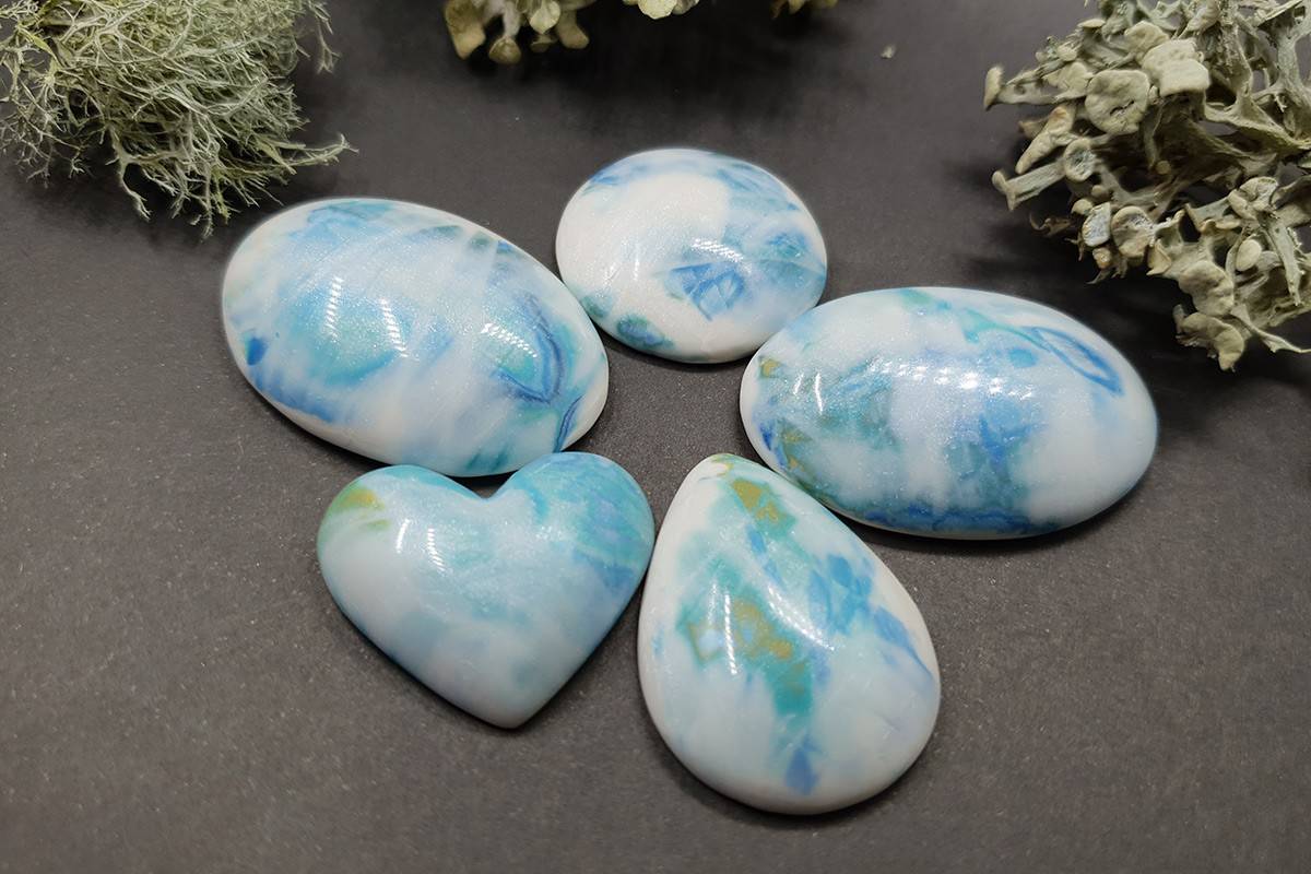 5 cabochons Faux Larimar Stone #10 Cabochons SweetyBijou Cabochons Default Title