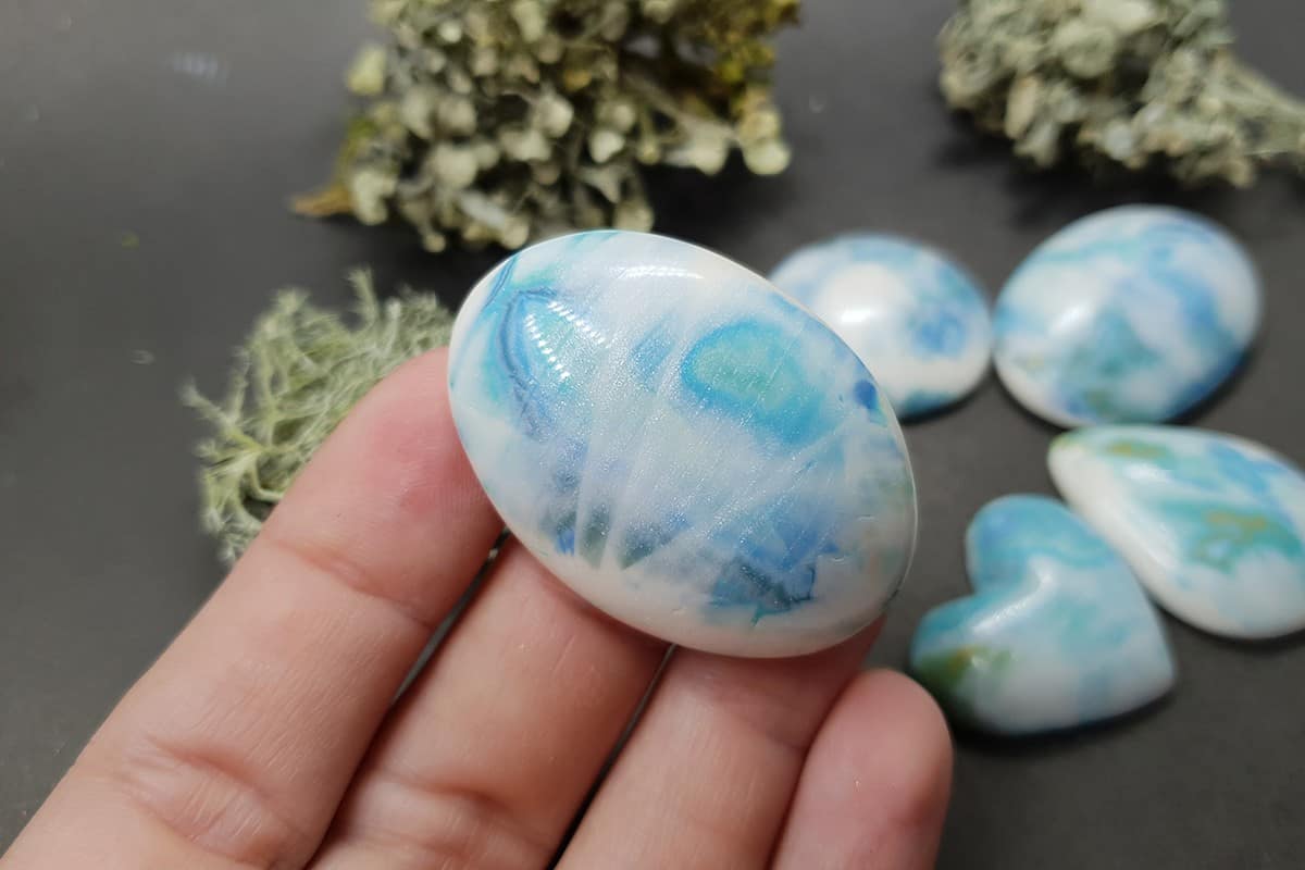 5 cabochons Faux Larimar Stone #10 Cabochons SweetyBijou Cabochons