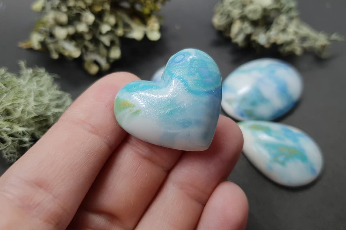 5 cabochons Faux Larimar Stone #10 Cabochons SweetyBijou Cabochons