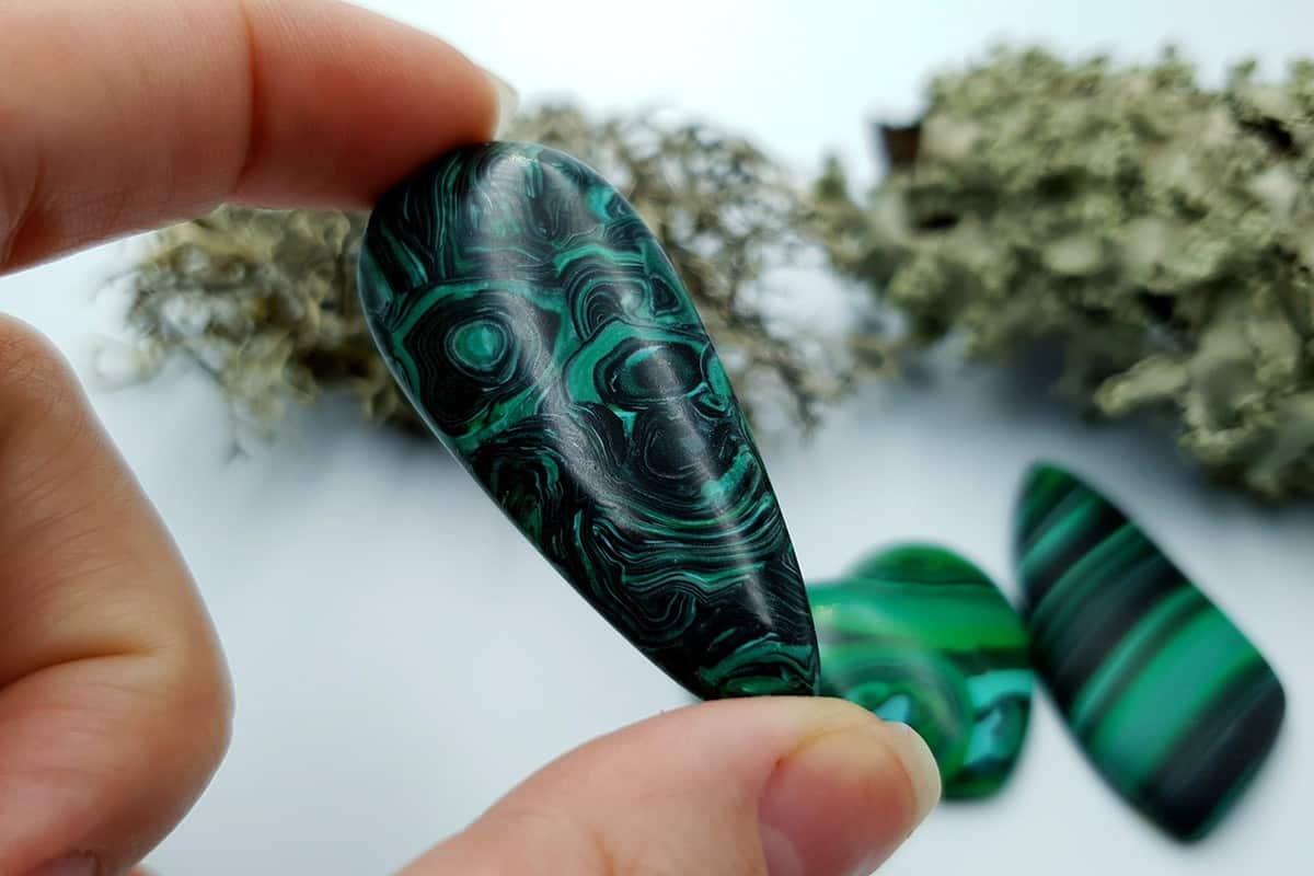 3 pcs Beads Faux Malachite from Polymer Clay (#2) Cabochons SweetyBijou Cabochons