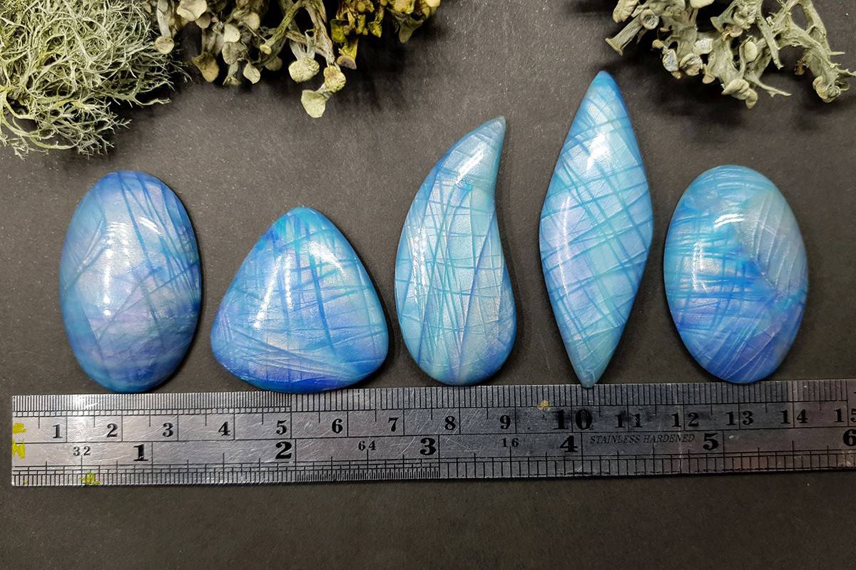 5 cabochons Faux Aurora Moonstone #1 Cabochons SweetyBijou Cabochons