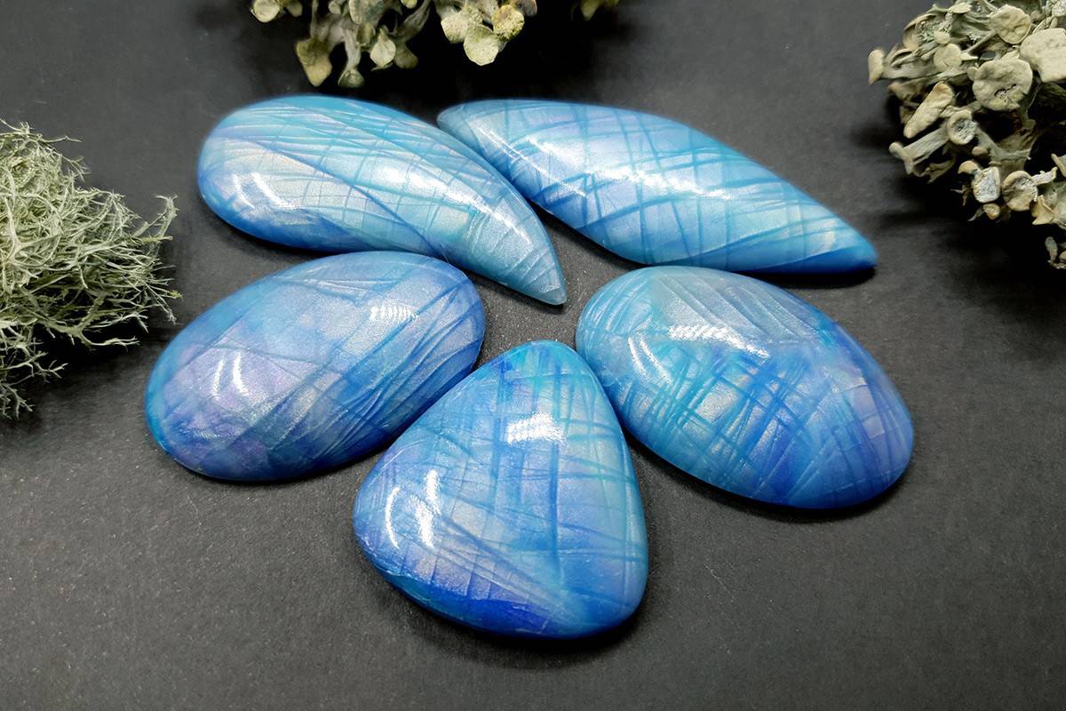 5 cabochons Faux Aurora Moonstone #1 Cabochons SweetyBijou Cabochons