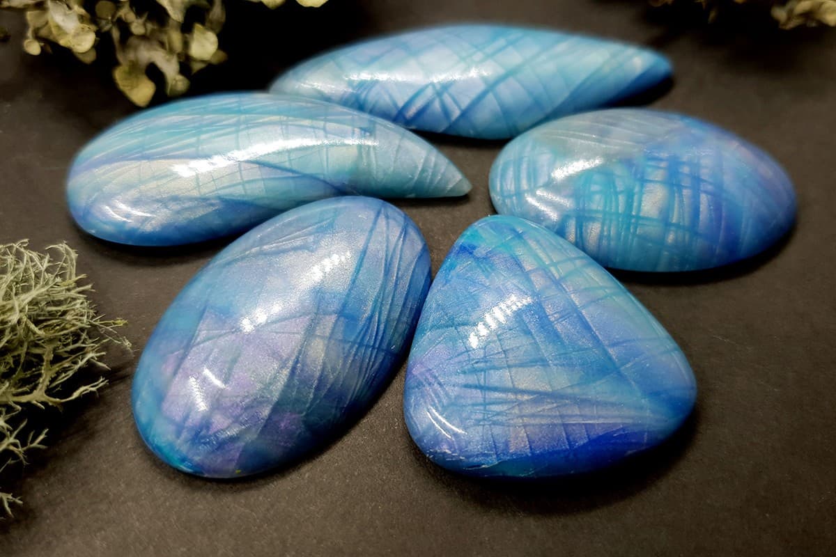 5 cabochons Faux Aurora Moonstone #1 Cabochons SweetyBijou Cabochons
