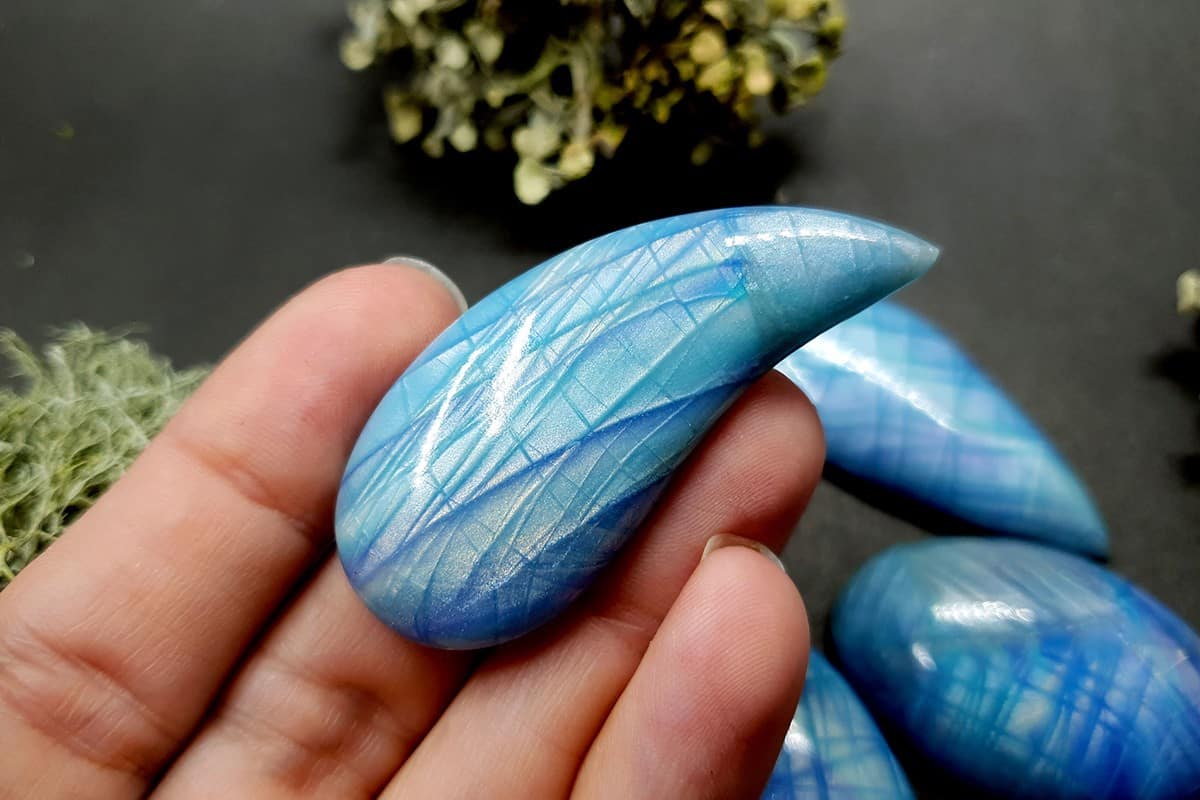5 cabochons Faux Aurora Moonstone #1 Cabochons SweetyBijou Cabochons