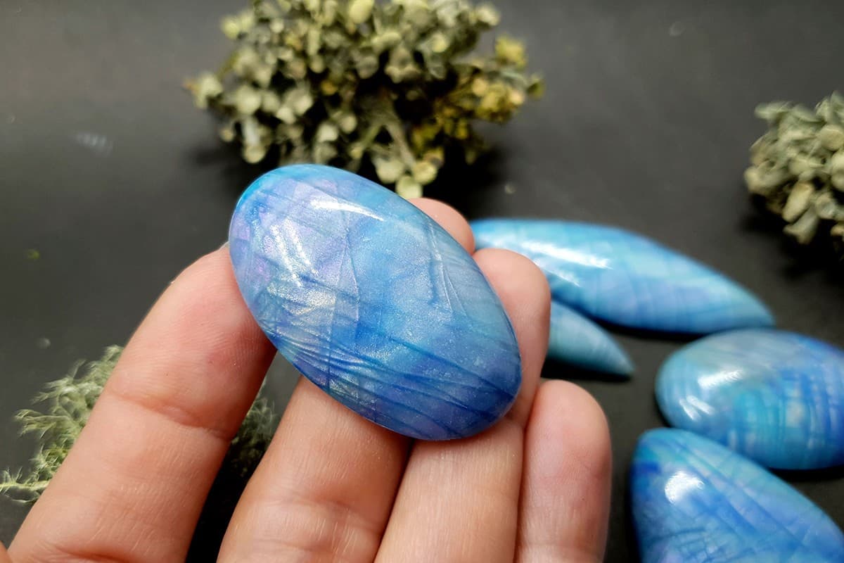 5 cabochons Faux Aurora Moonstone #1 Cabochons SweetyBijou Cabochons