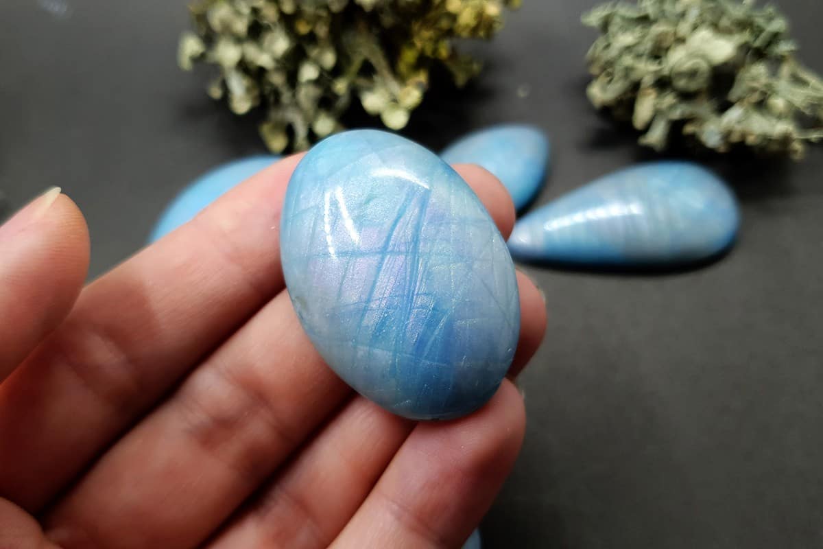 6 cabochons faux rainbow moonstone #2 Cabochons SweetyBijou Cabochons