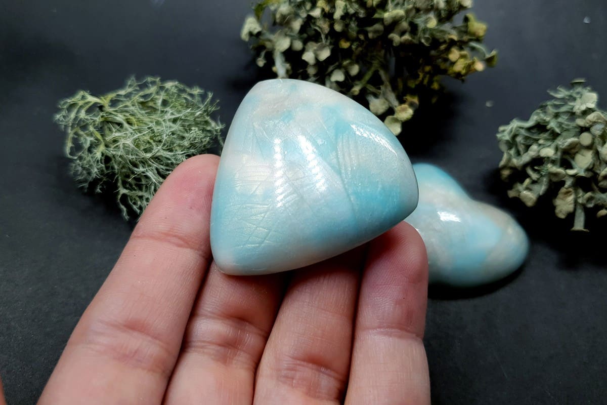 2 cabochons Faux Moonstone from Polymer Clay (#3) Cabochons SweetyBijou Cabochons
