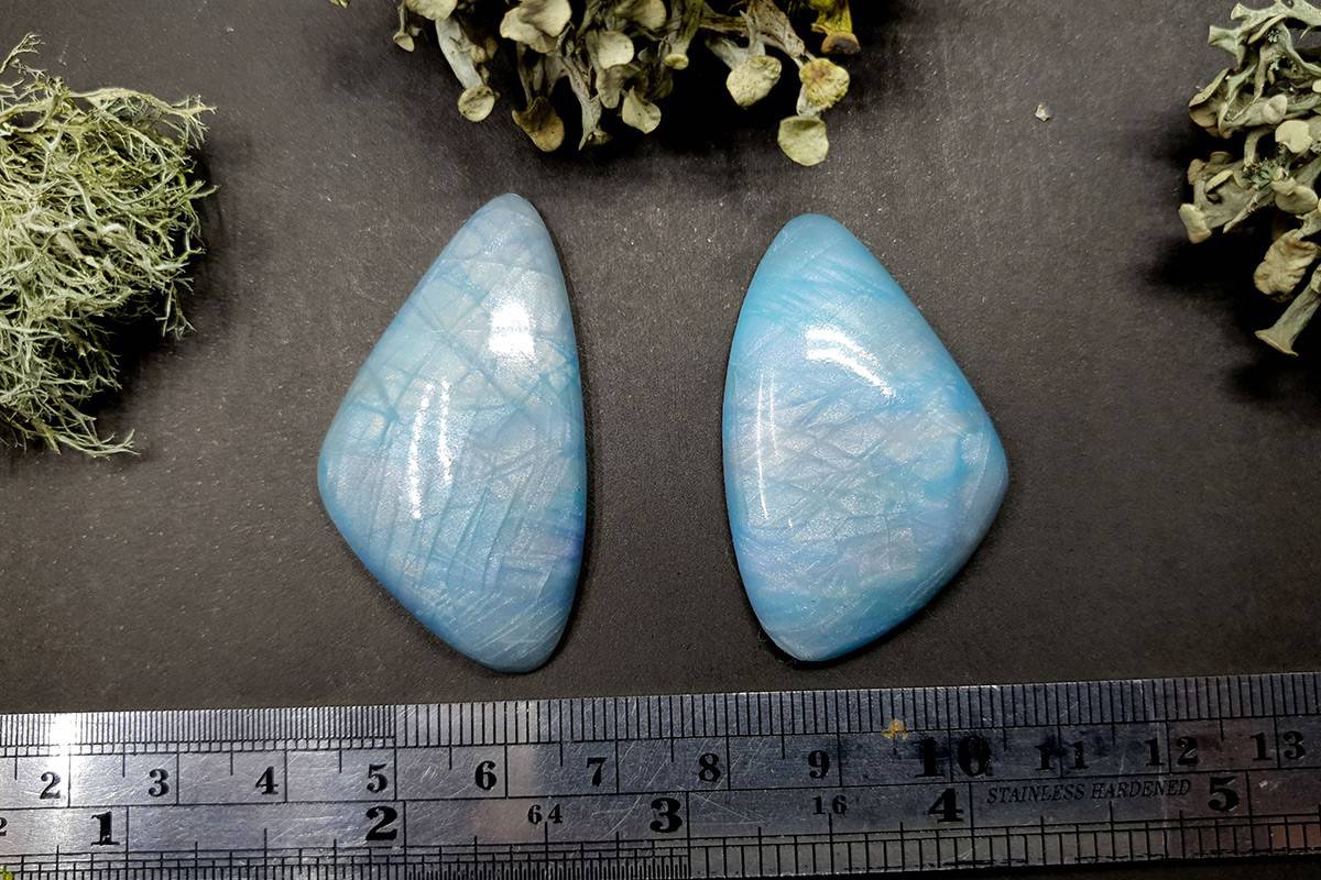 2 cabochons Faux Moonstone from Polymer Clay (#4) Cabochons SweetyBijou Cabochons