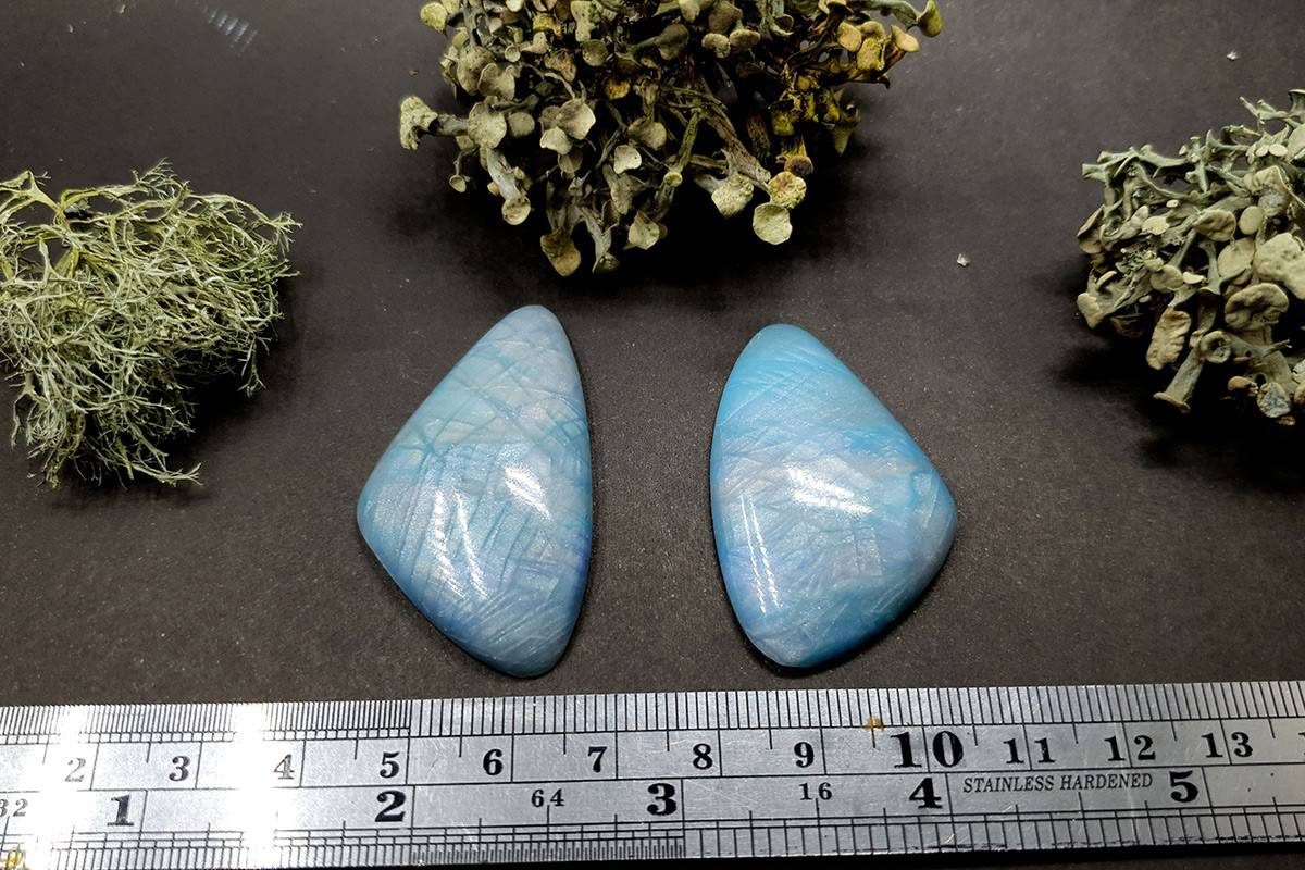 2 cabochons Faux Moonstone from Polymer Clay (#4) Cabochons SweetyBijou Cabochons