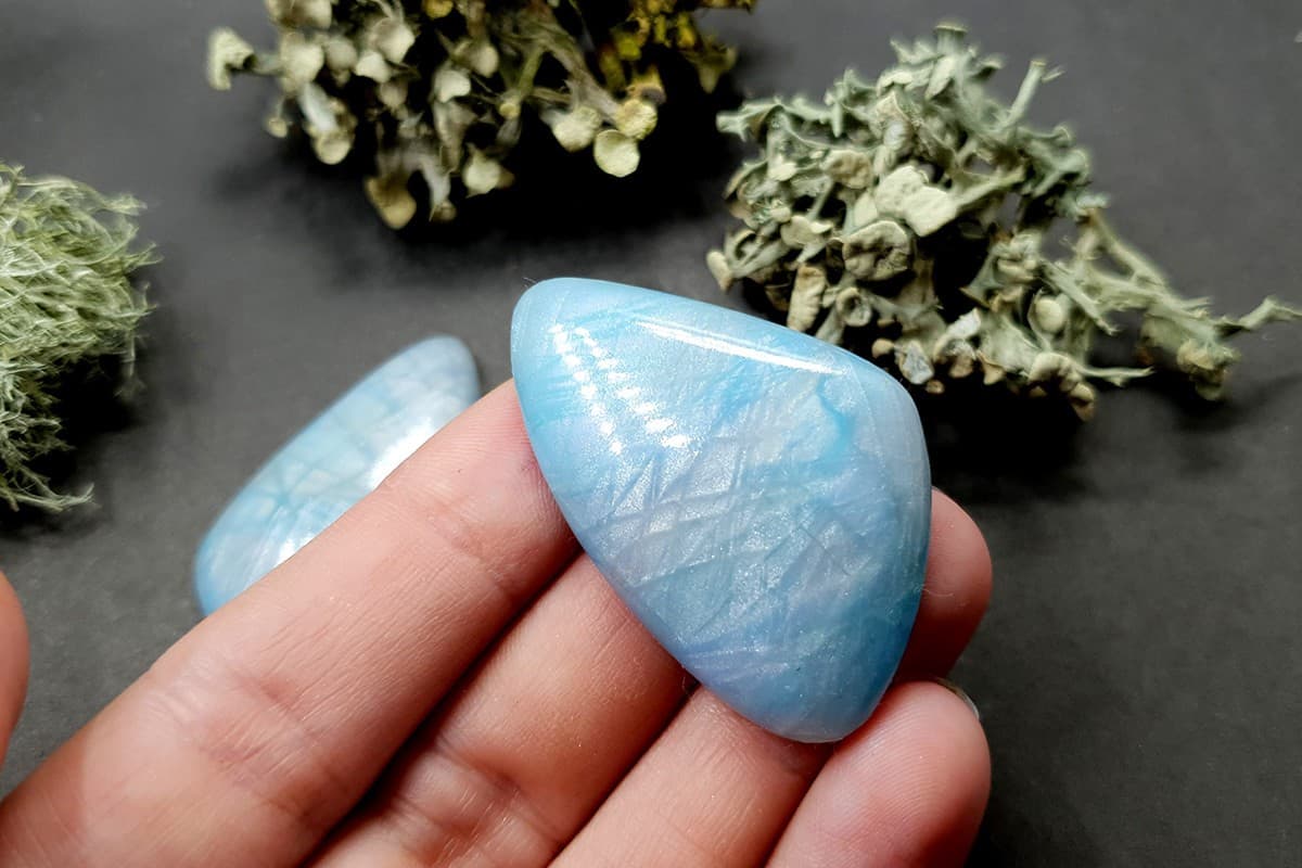 2 cabochons Faux Moonstone from Polymer Clay (#4) Cabochons SweetyBijou Cabochons