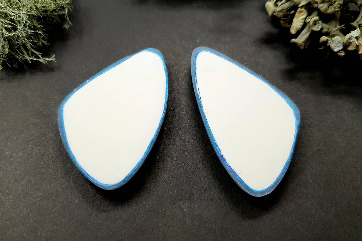 2 cabochons Faux Moonstone from Polymer Clay (#4) Cabochons SweetyBijou Cabochons